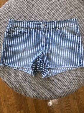 Jessica Simpson Blue and White Striped Denim Cutoff Shorts